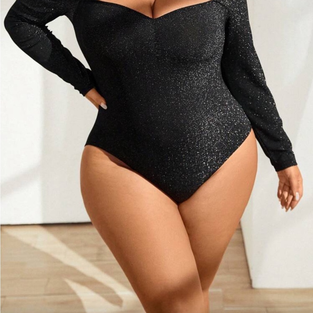 ✨ 3/$30 ✨ SHEIN Black Glitter Bodysuit – 3XL – NWOT